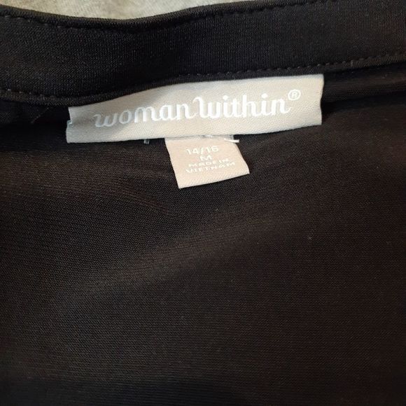 Woman Within Black Swingy 3/4 Sleeve Henley Tunic Top w/Buttons 14/16 NWOT - Picture 3 of 14